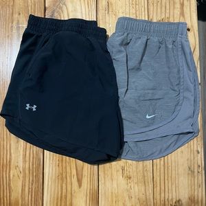 Women’s size large Under Armour and Nike shorts